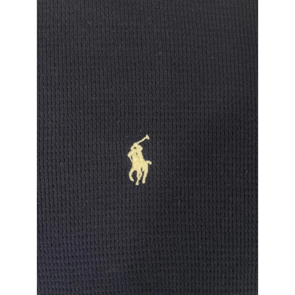 Polo‎ Ralph Lauren Sleepwear Shirt Men 4X Navy Blue Logo Waffle Knit 3/4 Sleeve